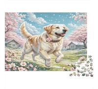 Labrador Retriever Jigsaw Puzzles for Adults Golden Retriever in Flowers Educational Games for The Whole Family Women 70x50cm/1000pcs