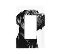 Labrador Retriever Linocut - Placa de pared para interruptor de luz blanco sobre negro, cubierta de placa frontal, 1 banda, decoración de receptáculo para el hogar, cocina, habitación, baño