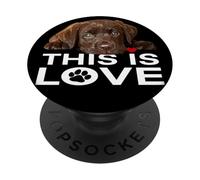 Labrador Retriever marrón This Is Love de Chocolate Lab PopSockets PopGrip Adhesivo