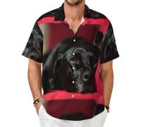 Labrador Retriever Negro, Mascotas, Bokeh, Perros Negros, Camisa de Manga Corta para Hombre, Camisas de Verano, Top Ligero para Adultos,As Shown,XS