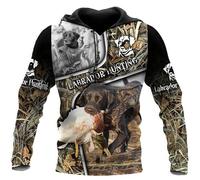 Labrador Retriever Pato Capucha Mujeres Hombres Perro de Caza 3D Impresión Sudadera Manga Larga Pullover Ropa Deportiva Top
