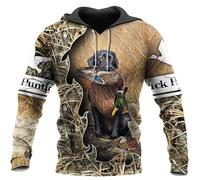 Labrador Retriever Pato Capucha Mujeres Hombres Perro de Caza 3D Impresión Sudadera Manga Larga Pullover Ropa Deportiva Top