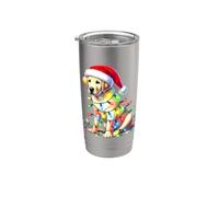 Labrador Retriever Puppy x Luces de Navidad Vaso térmico de acero inoxidable de doble pared