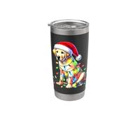 Labrador Retriever Puppy x Luces de Navidad Vaso térmico de acero inoxidable de doble pared