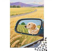 Labrador Retriever Puzzle De 1000 Piezas A Labrador Retriever in The Car's Rearview Mirror Rompecabezas Adultos De 1000 Piezas Juego Hobby 1000pcs (75x50cm)