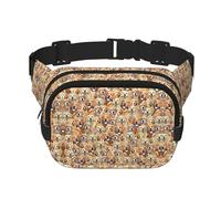 Labrador Retriever - Riñonera cuadrada de doble capa con estampado de perros, unisex, para viajes y entrenamiento, Negro -, Talla única