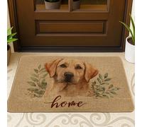 Labrador - Tapete para puerta de perro, tapete de bienvenida de animales beige para interiores y exteriores, decoración rústica, antideslizante, resistente al agua, con control de polvo, 73 x 43 cm