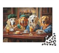 Labrador Vintage Puzzle de 1000 Piezas Papel para Adultos Escena de Té de la Tarde Puzzle para Toda la Familia Relajación Decoración Regalo 52x38cm/1000pcs