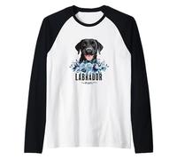 Labrador with Flowers Dog Mom Cute Pet Owner Lover Camiseta Manga Raglan