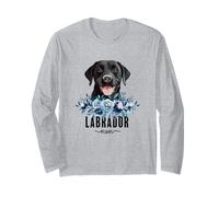 Labrador with Flowers Dog Mom Cute Pet Owner Lover Manga Larga