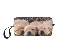 Labradores Cachorros Pequeños Golden Retriever, Bolsa de Maquillaje Bolsa de cosméticos Bolsa de artículos de tocador de Viaje portátil Bolsa de Maquillaje