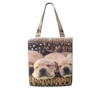 Labradores Cachorros Pequeños Golden Retriever，Bolsas de supermercado reutilizables, bolsas de compras, bolsas de lona de gran capacidad, bolso de hombro