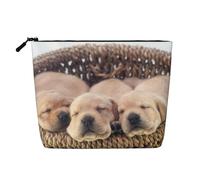 Labradores Cachorros Pequeños Golden Retriever,Neceser de Maquillaje de imitación Lino, Neceser de Viaje portátil