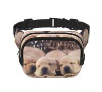 Labradores Cachorros Pequeños Golden Retriever,Riñonera Cuadrada de Doble Capa, Bolso de Viaje, Bolso Informal para el Pecho.