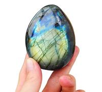 Labradorite Crystal Raw Stones Palm Crystal Decor Gemstones Polished Palm Stones Worry Stone for Balancing,Home Decoration,100-150g