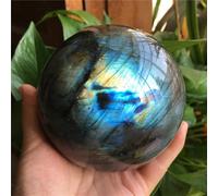 Labradorite Stone Sphere Ball with Stand, Crystal Ball Gemstone Ball Sculpture Figurine for Fengshui Divination Home Decoration Photography,40~45mm