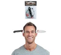 labreeze Diadema de cuchillo sangriento para Halloween, accesorio para disfraz, diadema de arma falsa con cuchillo salpicado de sangre, disfraz aterrador, zombi, asesino, payaso, película de terror