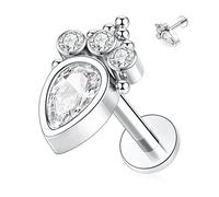 Labret Jewellery G23 - Pendiente de titanio para cartílago de 16 g, forma de lágrima, labio, tragus, caracola, rosca interna, hélice, Medusa Monroe, pendiente de lóbulo, Titanio, No es una piedra