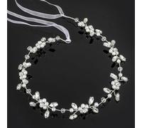 Labriciyon Tocado plateado con flores para niñas, diadema de flores con perlas de cristal para boda, cumpleaños, fiesta, fotografía, accesorios para el cabello