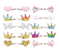 LABRIMP 10 Pares Pinzas el Cabello con Brillo Pinzas el Cabello con Lentejuelas Degradadas en Formas de Estrella de Cinco Puntas y Corazón para Fiestas de Cumpleaños