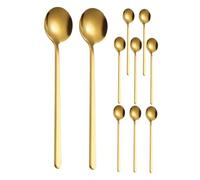 LABRIMP 10 Piezas Cucharas de Acero Inoxidable de Mango Cucharillas para Té y Helado Cucharas Multifuncionales para Mezclar Bebidas Postres y Café Superficie Pulida Fácil de Limpiar