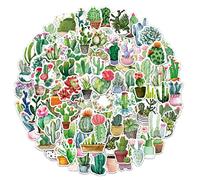 LABRIMP 100 Piezas Pegatinas de Plantas Verdes Autoadhesivas para Scrapbooking de Cactus y Suculentas Decoración para Ordenadores y Maletas Impermeables y Resistentes al Sol