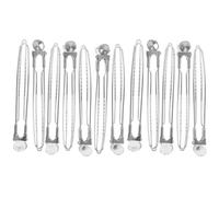 LABRIMP 12 Pinzas Pelo de Acero Inoxidable Forma de Cocodrilo, Color Plata, Agarre Seguro y Profesional para Cortar y Rizar el Cabello