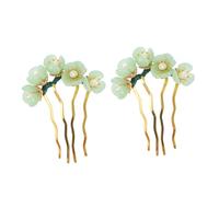 LABRIMP 2 Horquillas Pelo Diseño Floral Vintage de Jade Natural y Hierro, Firmes y No se Desvanecen, Ideales para Ejercicios y Presentaciones