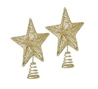 LABRIMP 2 Piezas Adorno de Estrella de Navidad Topper del árbol navideño Adorno de árbol de Navidad Golden