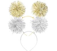 LABRIMP 2 piezas Diadema Pom Pom Brillante para Fiesta Bolas de Hilo Accesorios Flexibles para Mujer y Adolescente para Cumpleaños y Disfraces