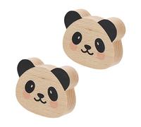 LABRIMP 2 Piezas Gancho de Pared de Madera Europeo Colgador Adhesivo sin Taladro con Diseño de Panda para Colgar Ropa Toallas y Accesorios Fácil Instalación para Hogar y Oficina