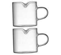 LABRIMP 2Piezas Tazas de Espresso de Vidrio de Borosilicato Vaso Medidor Transparente Asa y Boquilla Doble para Café y Uso Casa o Cafetería