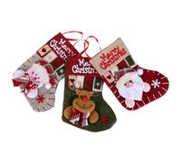 LABRIMP 3 Piezas Calcetines Navideños Clásicos con Papá Noel Muñeco Reno Decoración Colgante para Fiesta Familiar Almacenamiento Versátil para y Medias