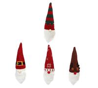 LABRIMP 4 Piezas Cubiertas para Botellas de Vino de Navidad Fundas de Tela de Punto con Diseño de Duende de Rayas y Reno para Decoración Festiva Fiestas Navideñas