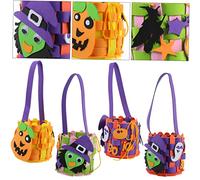 LABRIMP 4piezas Bolsas De Halloween De No Tejida para Dulces y Chucherías Favors De Fiesta Diseño De Calabaza Murciélago y Esqueleto para Adultos