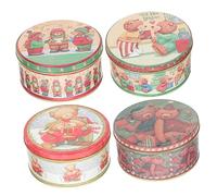 LABRIMP 4piezas Cajas De Hojalata Para Dulces De Navidad De Diseño Creativo Para Almacenamiento De Galletas y Decorativas y Funcionales