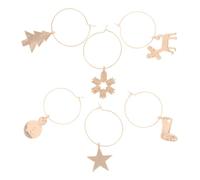 LABRIMP 6 piezas Anillos Metálicos para Copas de Vino con Diseño Navideño de y Identificadores Duraderos para Fiestas Decoración Colorida para Mesa Festiva