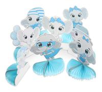 LABRIMP 8 Piezas de Elefantes Decorativos de Papel en Forma de Panal Azul, Adornos Colgantes para Fiestas Infantiles y Cumpleaños, Decoración Temática para Eventos y Centros de Mesa