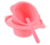 LABRIMP Bol de Silicona para Mascarillas y Cera de Depilación Resistente al Calor con Paleta Mezcladora Plegable para Uso Casa y Salones de Belleza Rosa Reutilizable