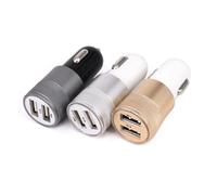 LABRIMP Cargador de Coche USB Dual Cargador Rápido de Aluminio para Dispositivos USB Carga Simultánea de Dispositivos Diseño Compacto y Seguro Color Negro y Gris