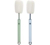 LABRIMP Cepillo de Esponja para Botellas y Biberones 2 Piezas Mango Largo Ajustable Colores Verde y Azul Herramienta de Limpieza para Hogar y Cocina Limpia Botellas y Tazas sin Rayar