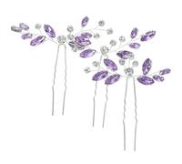 LABRIMP Horquillas Pelo de Novia para Boda, 3 Piezas, Pinzas Decorativas Gemas de Imitación Moradas, Accesorio Ligero para Peinados de Ceremonia y Eventos Obsequios