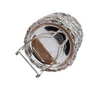 LABRIMP Juego de 6 Platos Organizadores de Metal Plateado 4 Pulgadas con Soporte, Bandejas Creativas para Exhibir Frutas, Aperitivos y Postres, Vajilla Decorativa para Eventos y Hogar