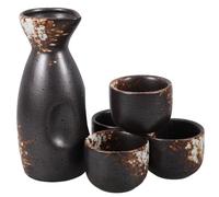 LABRIMP Juego de Sake Japonés Tradicional de Cerámica, Tetera Pequeña Nieve Blanca y 4 Tazas, Resistente al Calor, 5 Piezas para Servir y Degustar Sake Autóctono