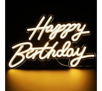 LABRIMP Letrero LED de Neón Happy Birthday Alimentación USB Luz Cálida para Decoración de Cumpleaños Dormitorio y Fiestas Letras Iluminadas para Ambiente Festivo