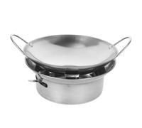 LABRIMP Olla de Doble Oreja de Acero Inoxidable, Plata, con Soporte para Estufa, para Cocinar en Interiores y Camping, Fácil de Limpiar, Diseño de Doble Asa