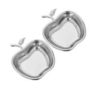 LABRIMP Platos Pequeños Inoxidable 304 para Salsas y Condimentos Redondos Fáciles de Limpiar Set de 2 Piezas para Fiestas y Picnics