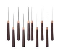 LABRIMP Punzones perforadores con mango de madera y mango fino, 10 piezas, para coser y reparar cuero, herramientas de punzón para zapatos