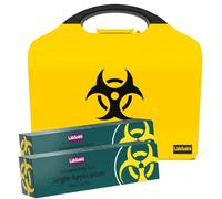 Labsales - Kit de limpieza de derrames de peligro biológico para montaje en pared, kit de emergencia de líquidos corporales para vómitos, sangre, orina enferma y moco, estuche brillante hecho de