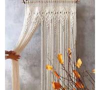 Labstandard Cortina de macramé para colgar en la pared, para separador de habitaciones, opacas, antiestáticas y no es fácil de esponjar, cortinas tejidas a mano para puertas, decoración bohemia para
